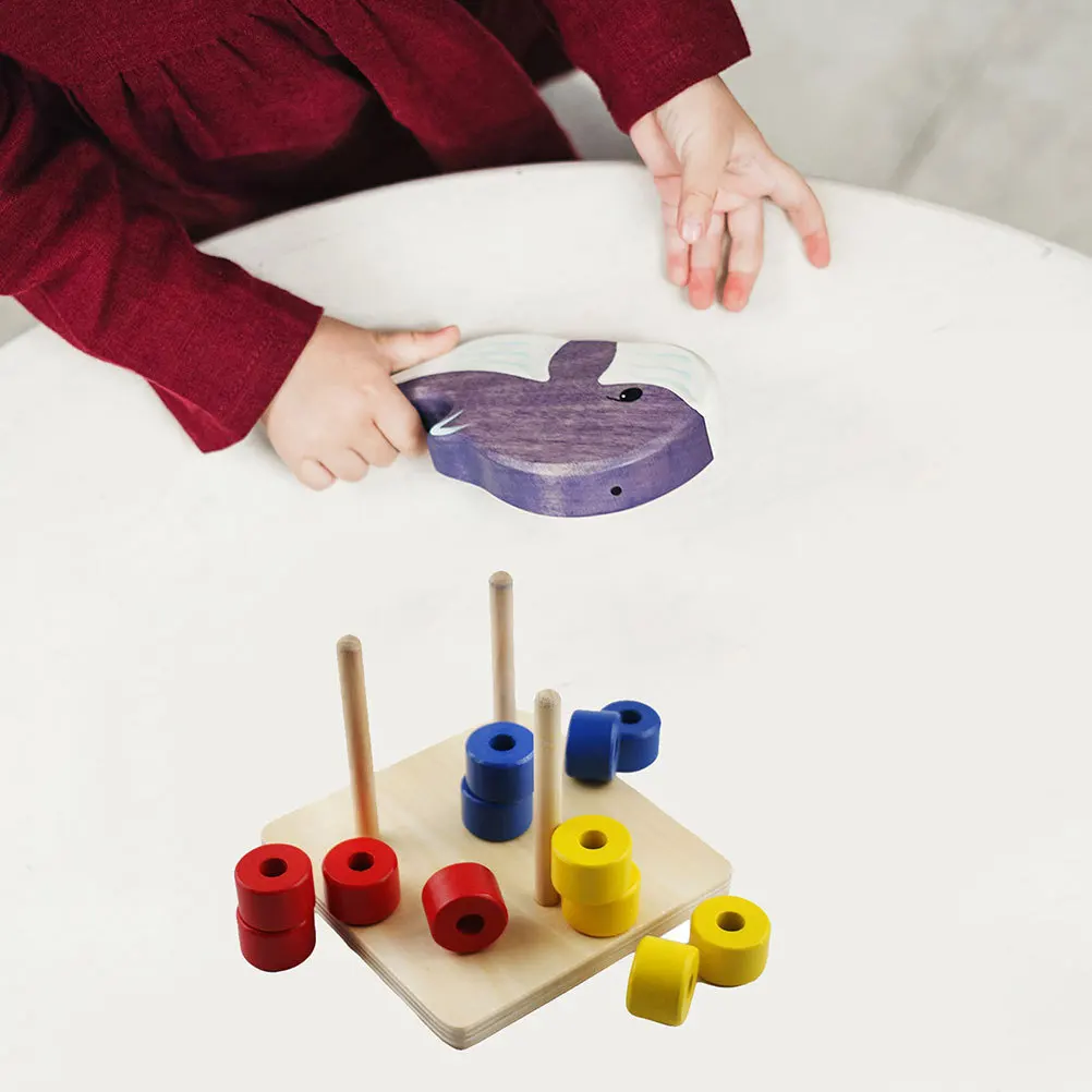 1세트 1세트 나무 조기 교육용 아기 색상 인지 놀이용품 타워 지능 링 창의적인 어린이 학습 교육 도구