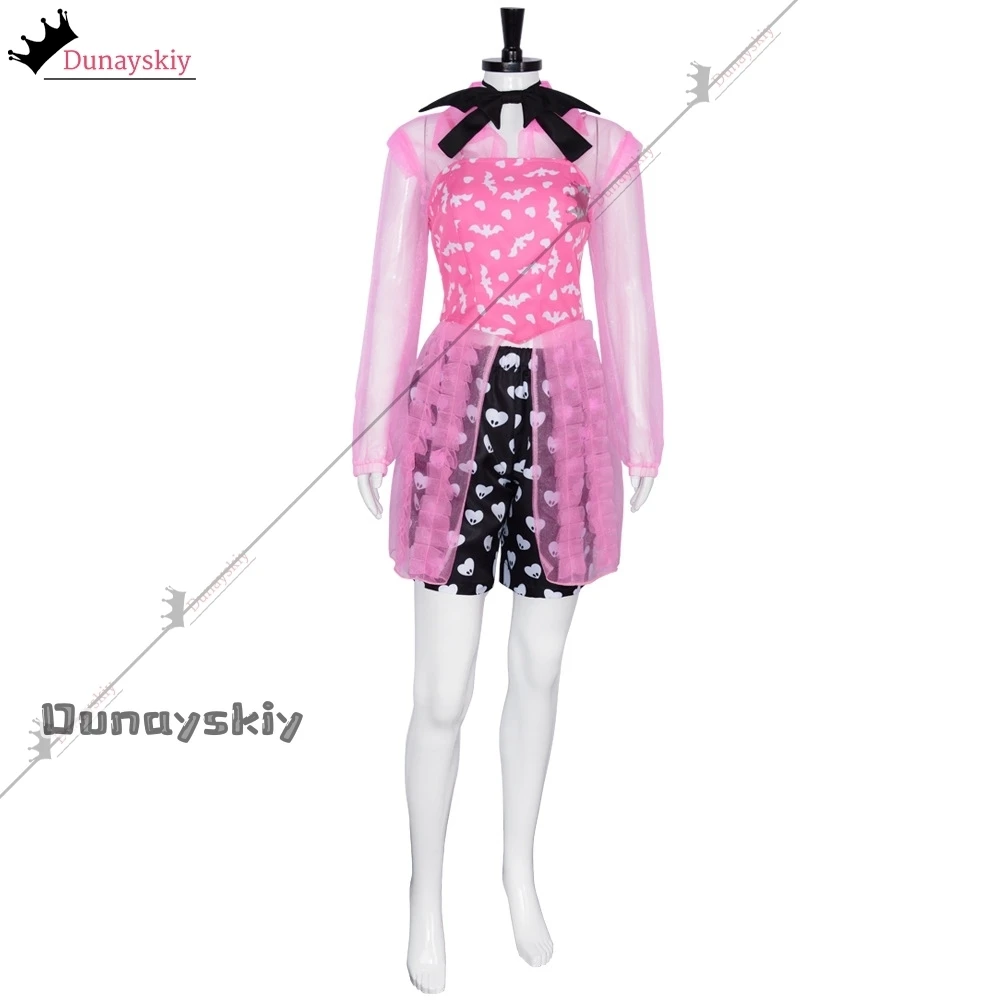 Anime Movie Monster Cosplay Dress High Girl Draculaura Costume Lolita Cos DIY Pink Black Wig Halloween Roleplay Outfit For Women