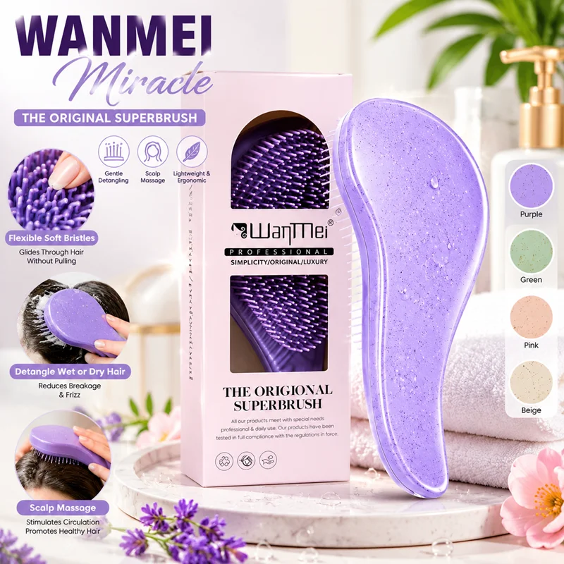 1pcs Magic Detangling Hairbrush Soft Wheat Straw Scalp Massage Comb with Box Antistatic Gentle Grooming Salon Hair Styling Brush