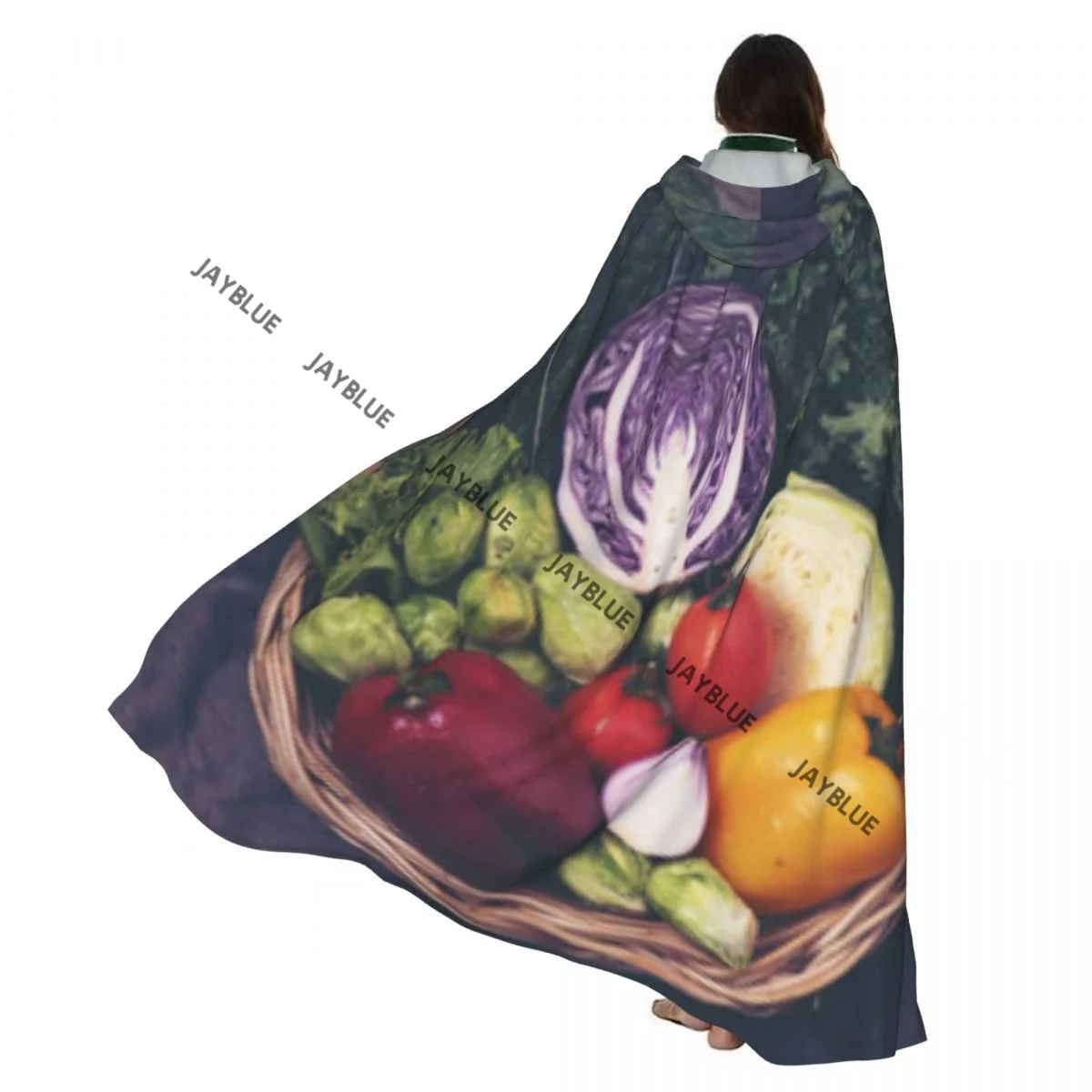 

Двусторонний плащ унисекс с капюшоном для взрослых вампиров, разноцветные овощи