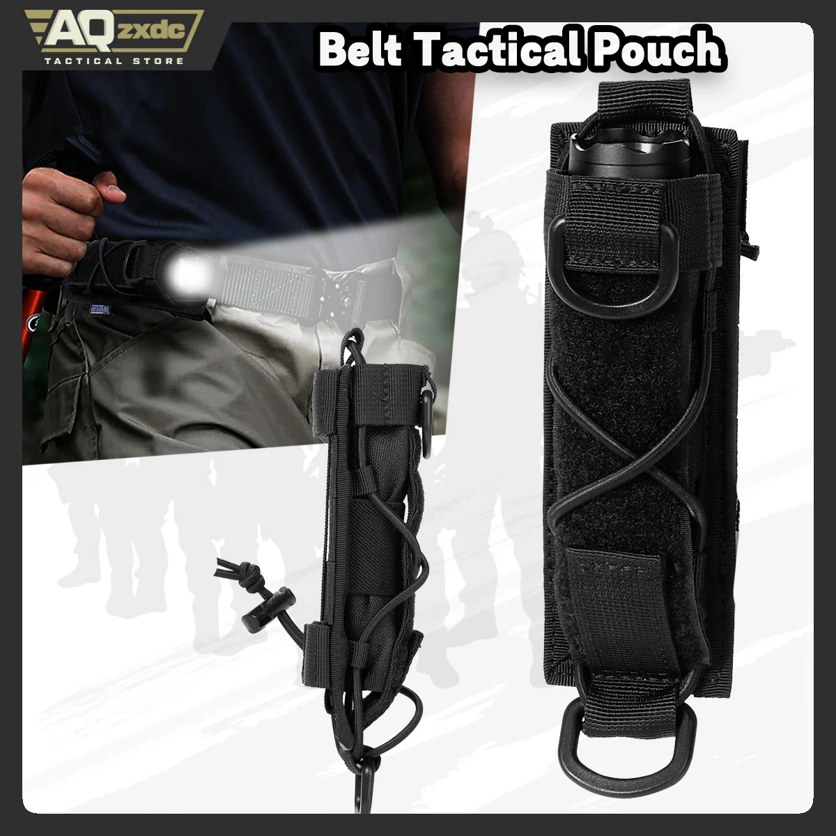 

Flashlight Holster Molle Flashlight Holder for Belt Tactical Pouch with Open-top MOLLE Strap for Vertical & Horizontal Carrying