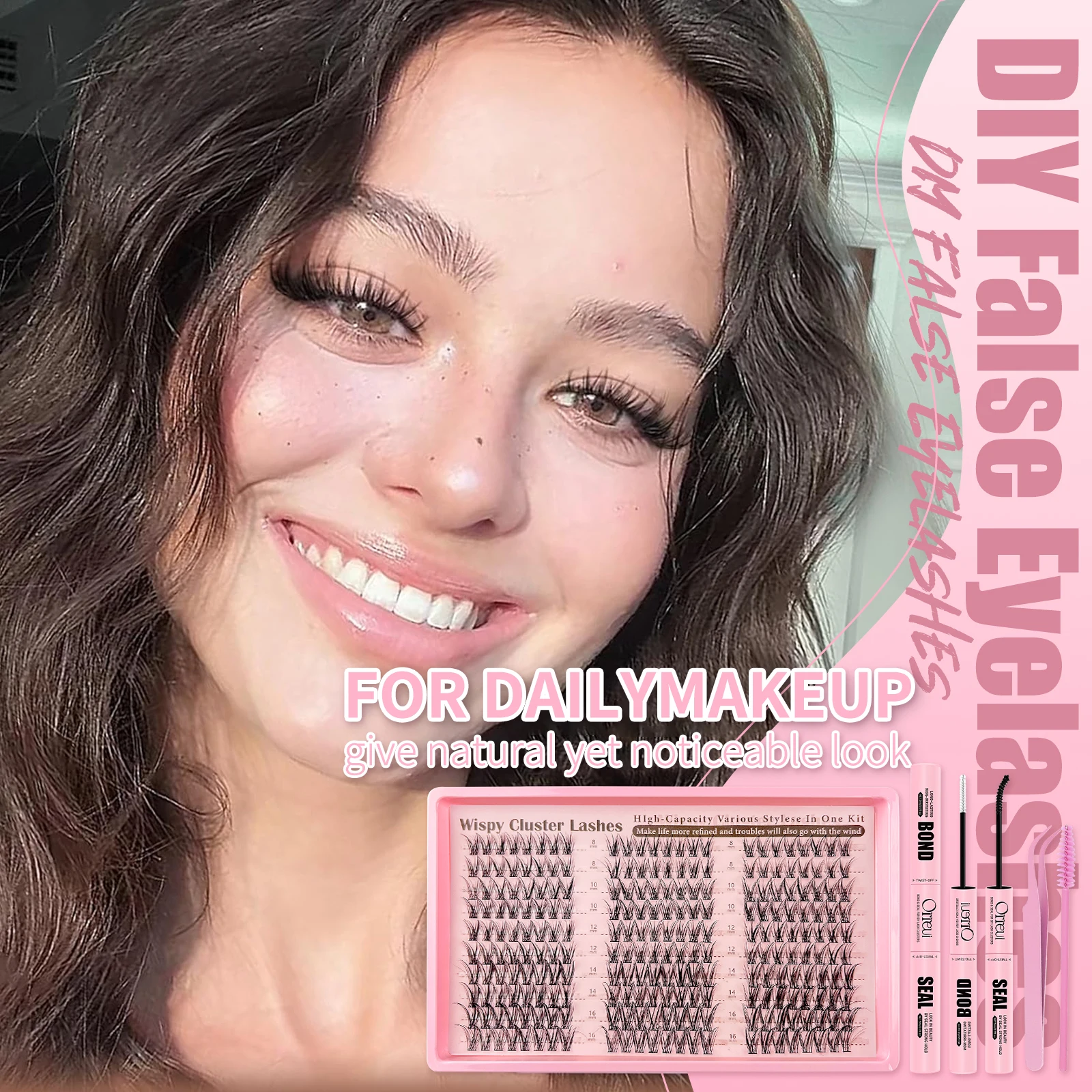 Eyelash Extensions Wispy Natural DIY C Curl Individual Lashes Clusters Black 8-16mm 240pcs Comes with BOND&SEAL Tool