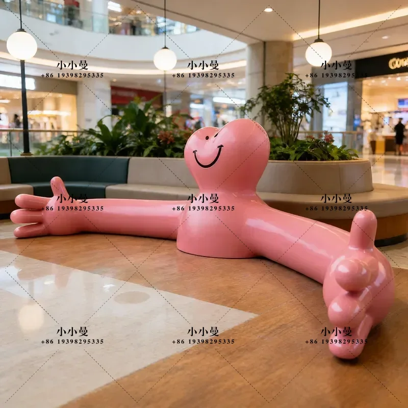 FRP Large Hug Chair Outdoor Park Decor Cartoon Love Sculpture Scenic Healing Ornament for Garden Plaza Landscape Art