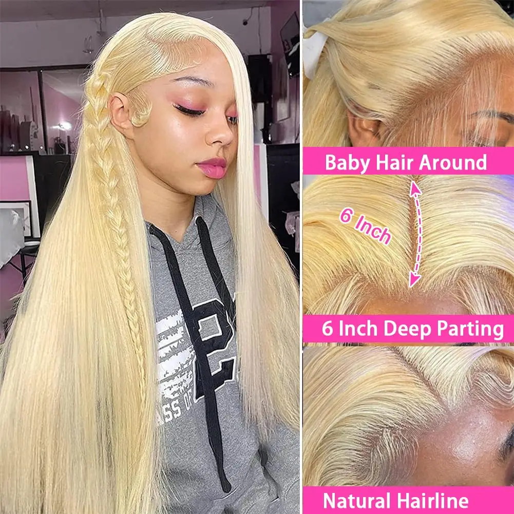 613 Blonde Lace Front Pruik Menselijk Haar 13X4 Hd Lace Frontale Pruik Rechte Kanten Pruiken Human Hair 13X6 Lace Front Human Hair Pruik