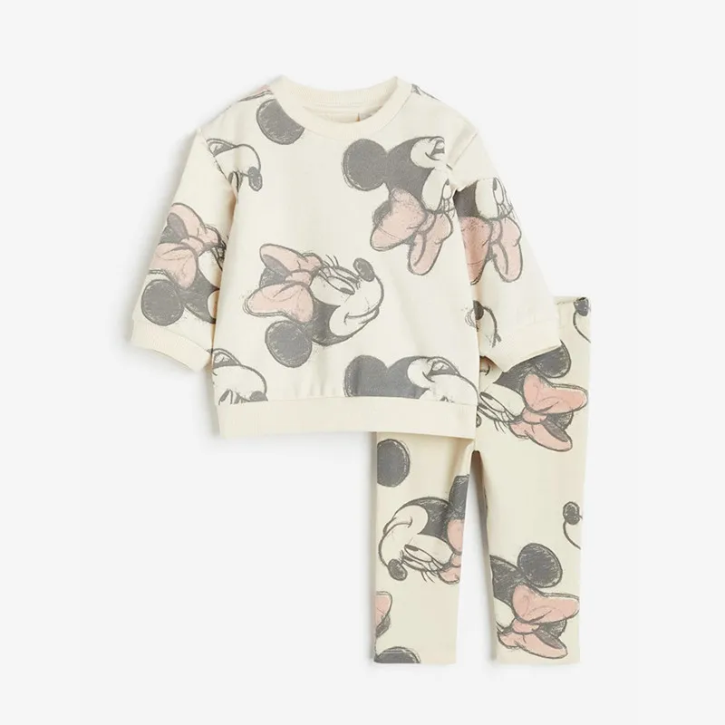 

2Pcs Disney Minnie Mouse Print Clothes for Girls Cotton Long Sleeve Sweatshirt + Pant Spring Autumn Kids Baby Girl Sets