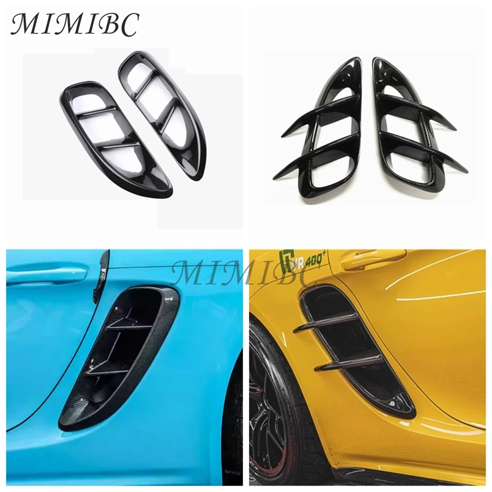 

FOR Porsche 718 Boxster Cayman 2016-2018 Carbon Fiber Fender Outlet Frame Grille Car Bumper Side Air Vent Trim Duct Flow Cover
