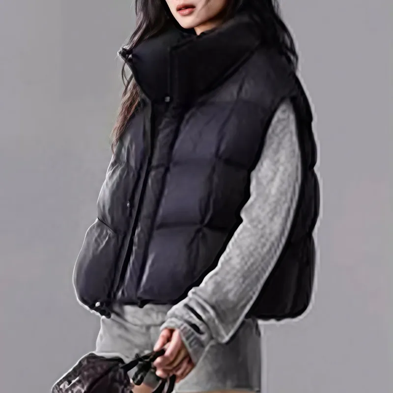 Women White Duck Down Vest Winter Duck Feather Lightweight Fashionable Outerwear Sleeveless Coat Casual Waistcoat VT-342