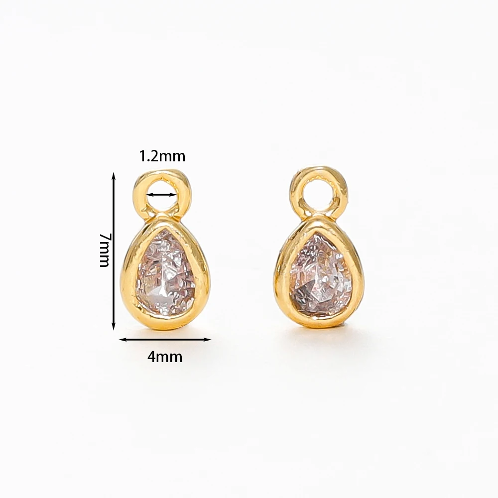 5/10pcs/lot Water-Drop Shape Pendants Wholesale 18K Gold Plated Cubic Zirconia Charm Pendants For DIY Necklace Jewelry Making