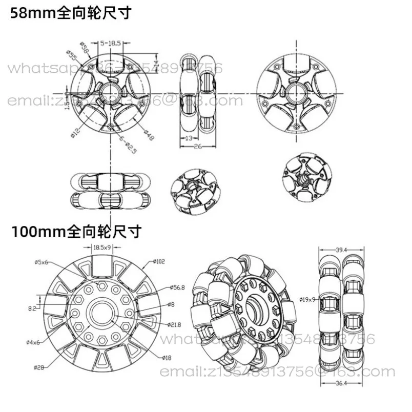 100Mm competition-grade ROS platform McNum wheel, smart car omnidirectional motion universal wheel