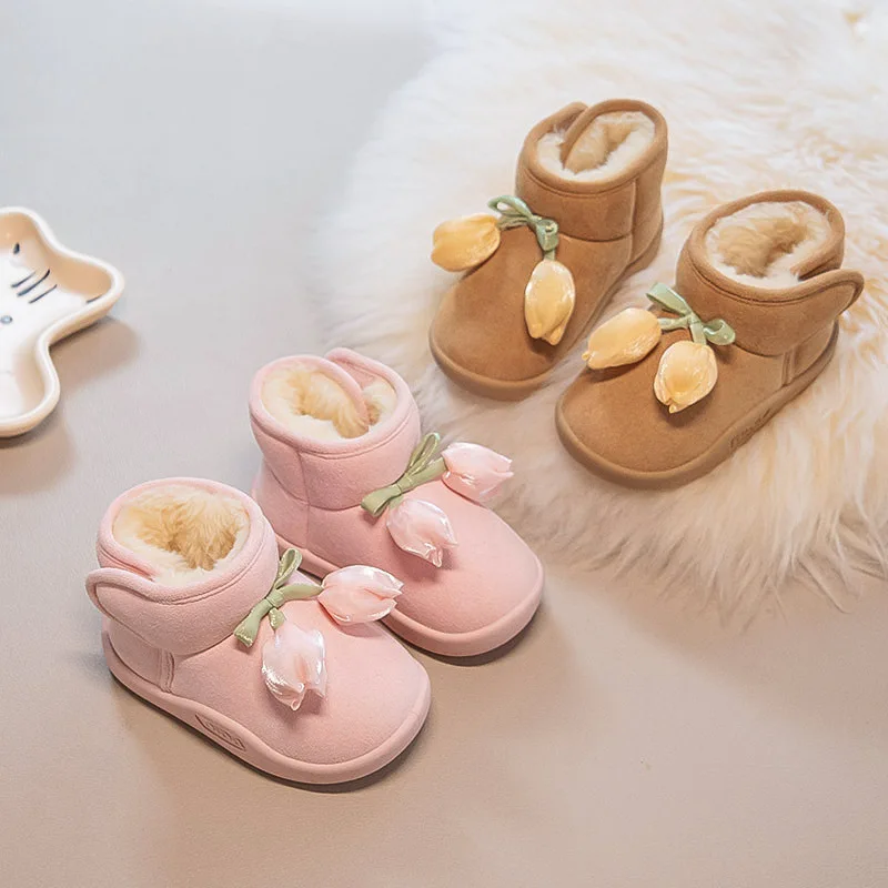 Fashion Baby Shoes 2025winter New Kids Snow Boots Retro Versatile Girls Ankle Boots Comfort Anti Slip Baby First Walkers Zapatos