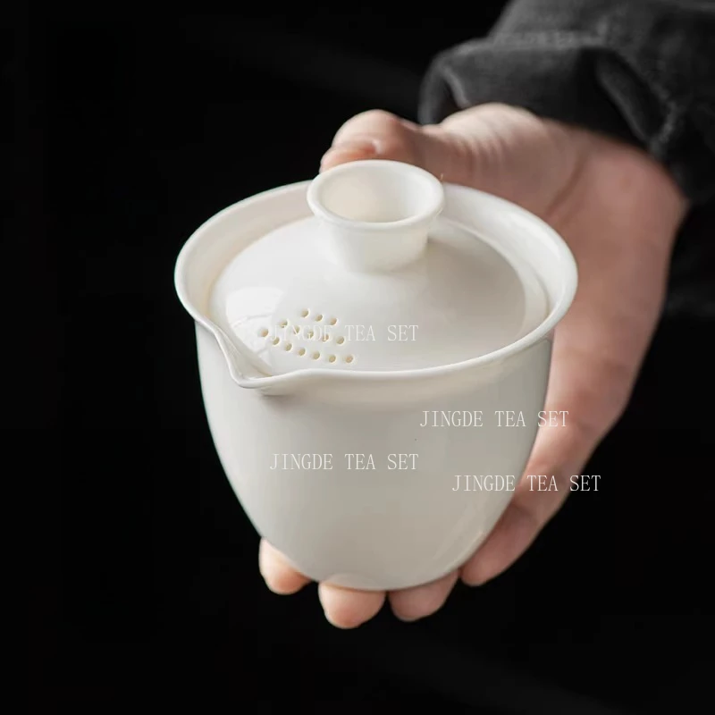 Ceramic Filter Handheld Pot Sheep Fat Jade Soaked Tea Cup Household Large High-end Filter Fair Cup Tea Ceremony Accessories