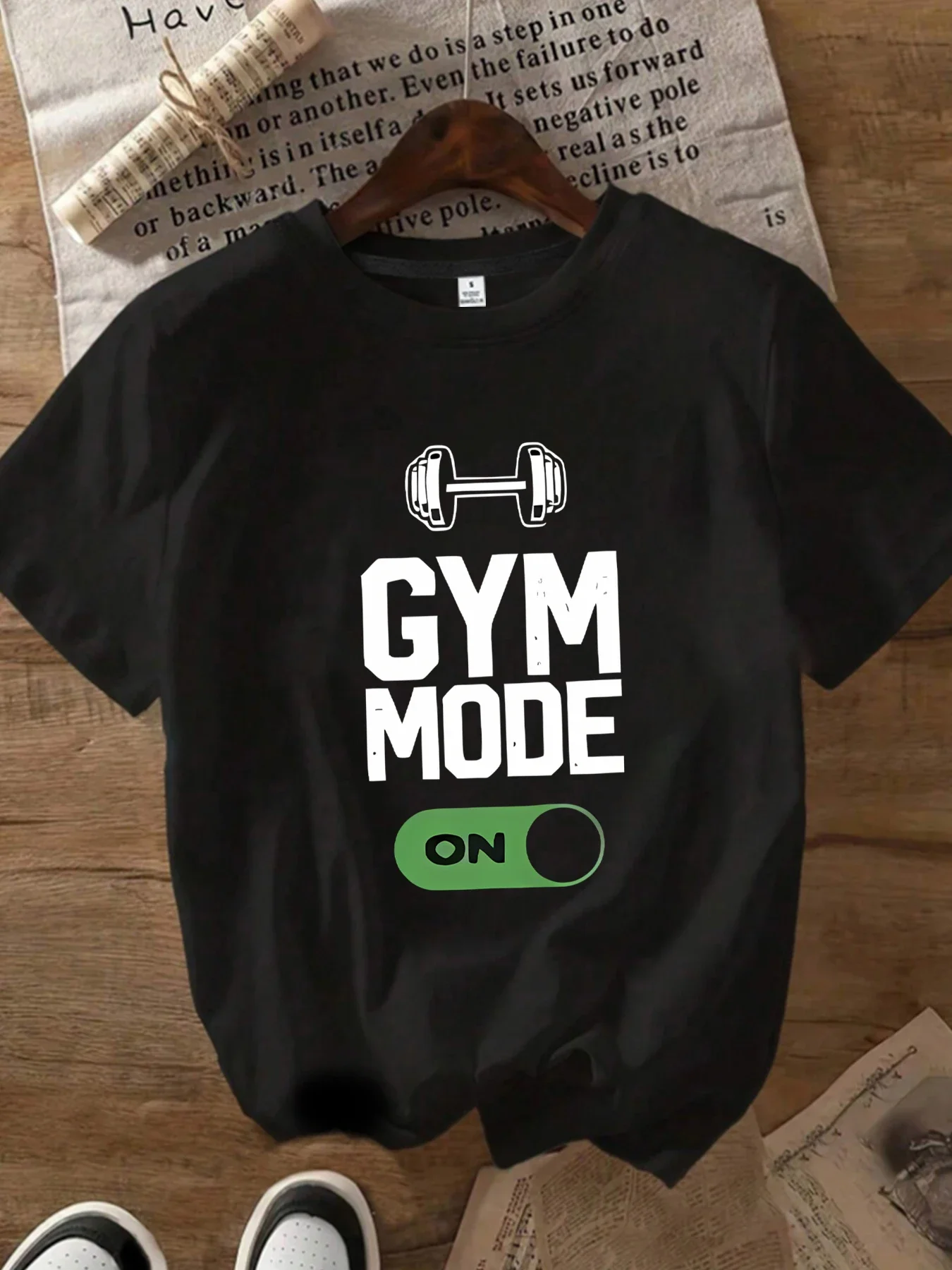 

Gym Mode Turn on Dumbbell Round Neck Womens T-shirt Short Sleeve Fashion Print Short Sleeve Shirt Women Clothing
