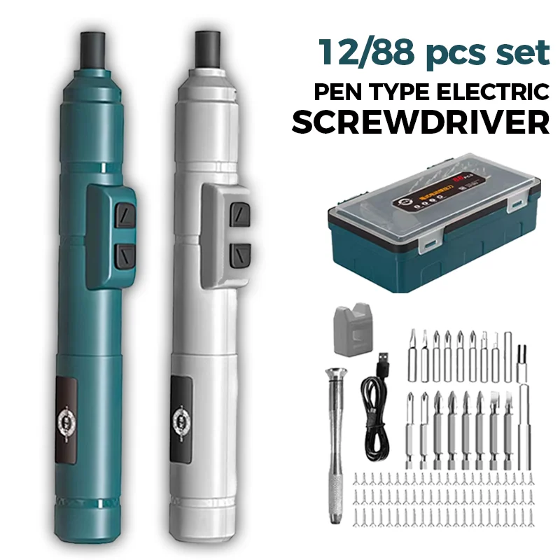 Cordless Electric Screwdriver Set USB Rechargeable Screwdriver Professional Disassembly Household Repair DIY Tool Multi-Function