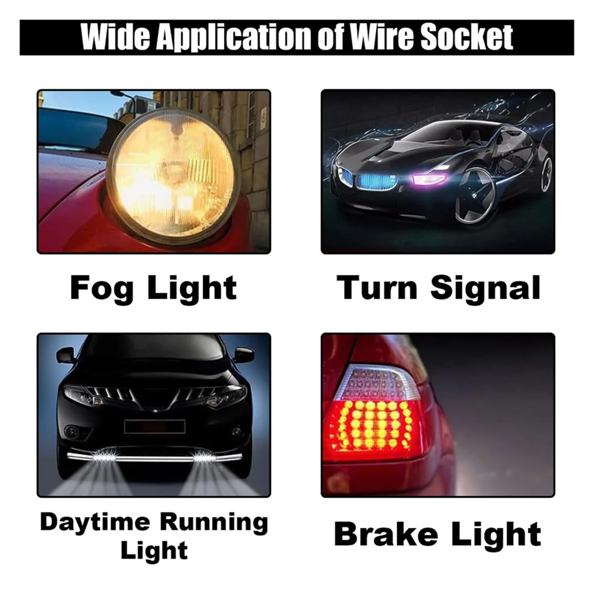 

ABKM 4PCS 3157 Pre-Wired Harness Sockets, Car LED Bulbs Socket Adapters, Bulb Pigtail Socket Plug Connectors