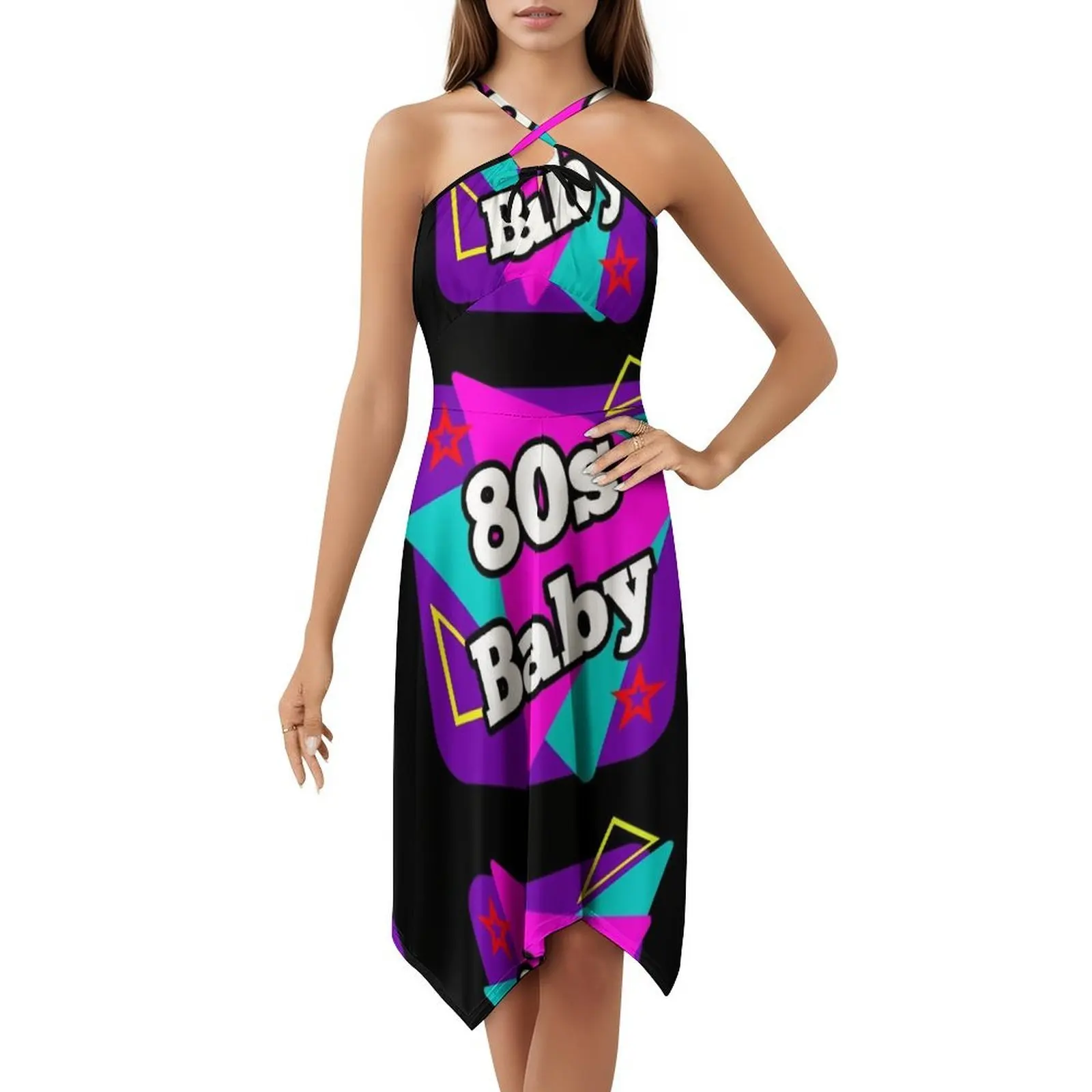 80S Baby-Eighties Baby-1980S Vestido de fiesta elegante retro para mujer Vestido de corte A con opciones cortas/largas/sin mangas 80S Baby Made In