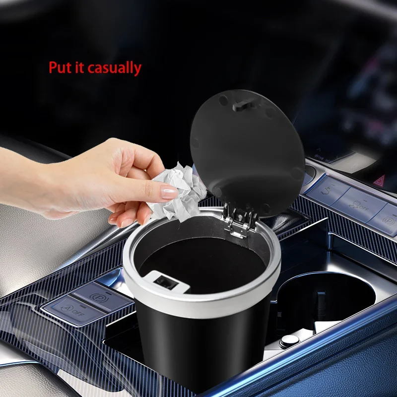 Pour porte-gobelets, stockage Compact, étanche, Mini poubelle de voiture avec couvercle Pop-Up facile à presser, Durable, verrouillage des odeurs, poubelle ABS étanche