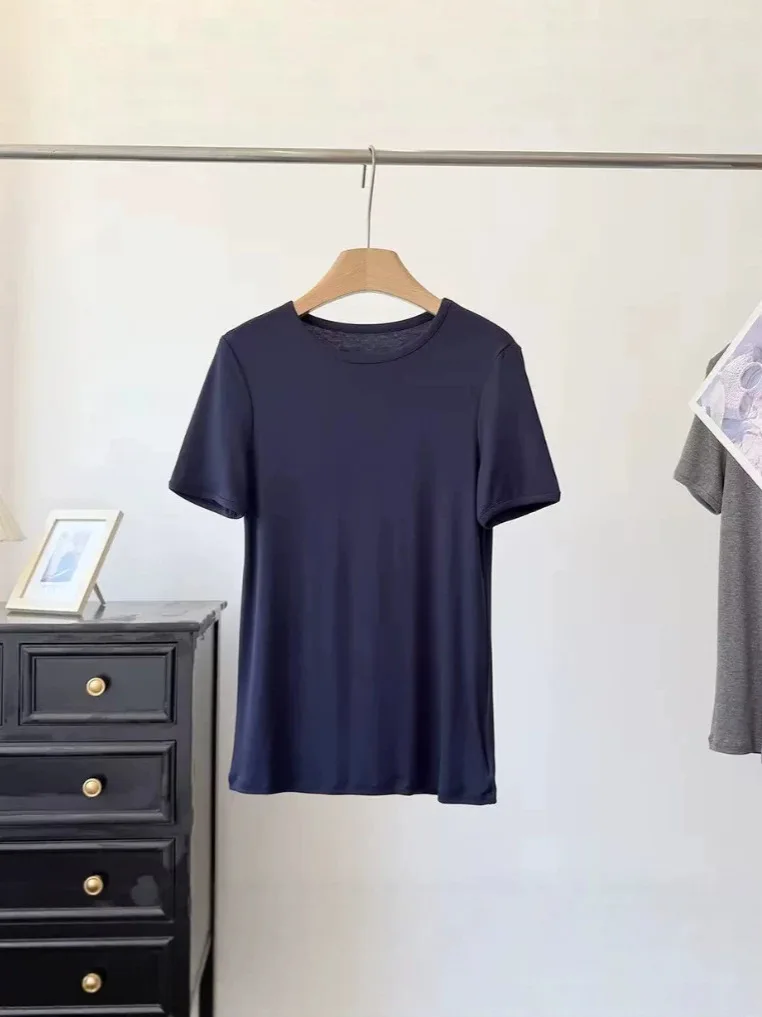Maxdutti Minimalist Clothing Southern France Casual Round Neck Pullover Short Sleeved T-shirt Woman Clothes Female Clothing Top