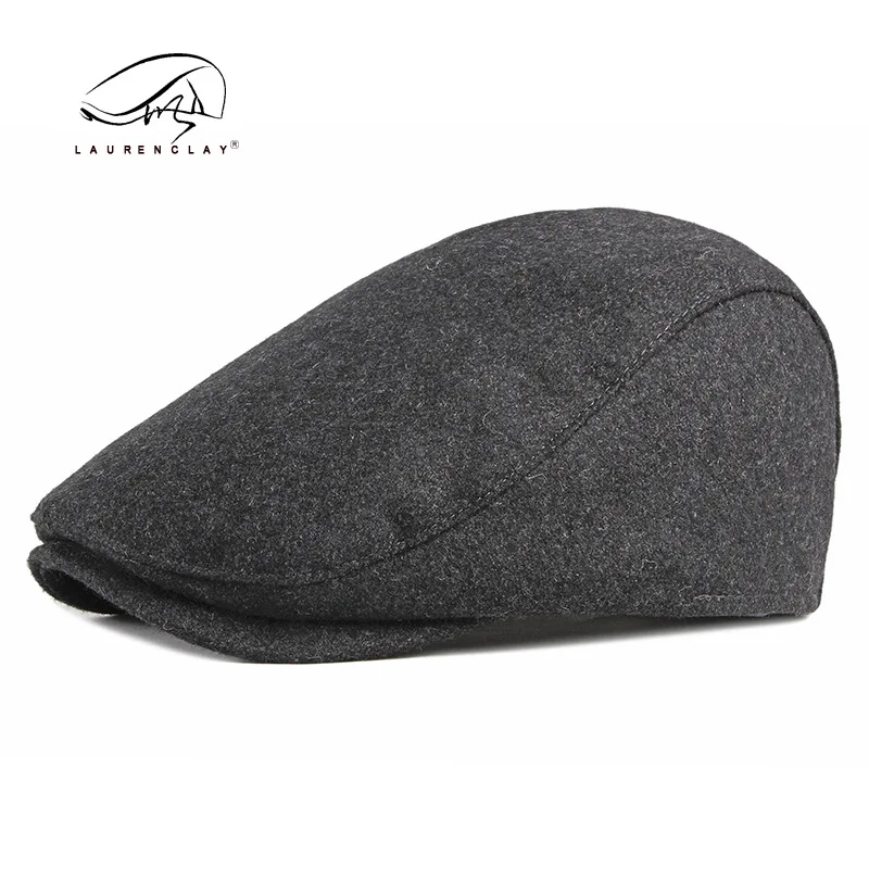 

Spring and autumn winter hats men's solid color wool beret men's British retro simple cap women's forward hat tide