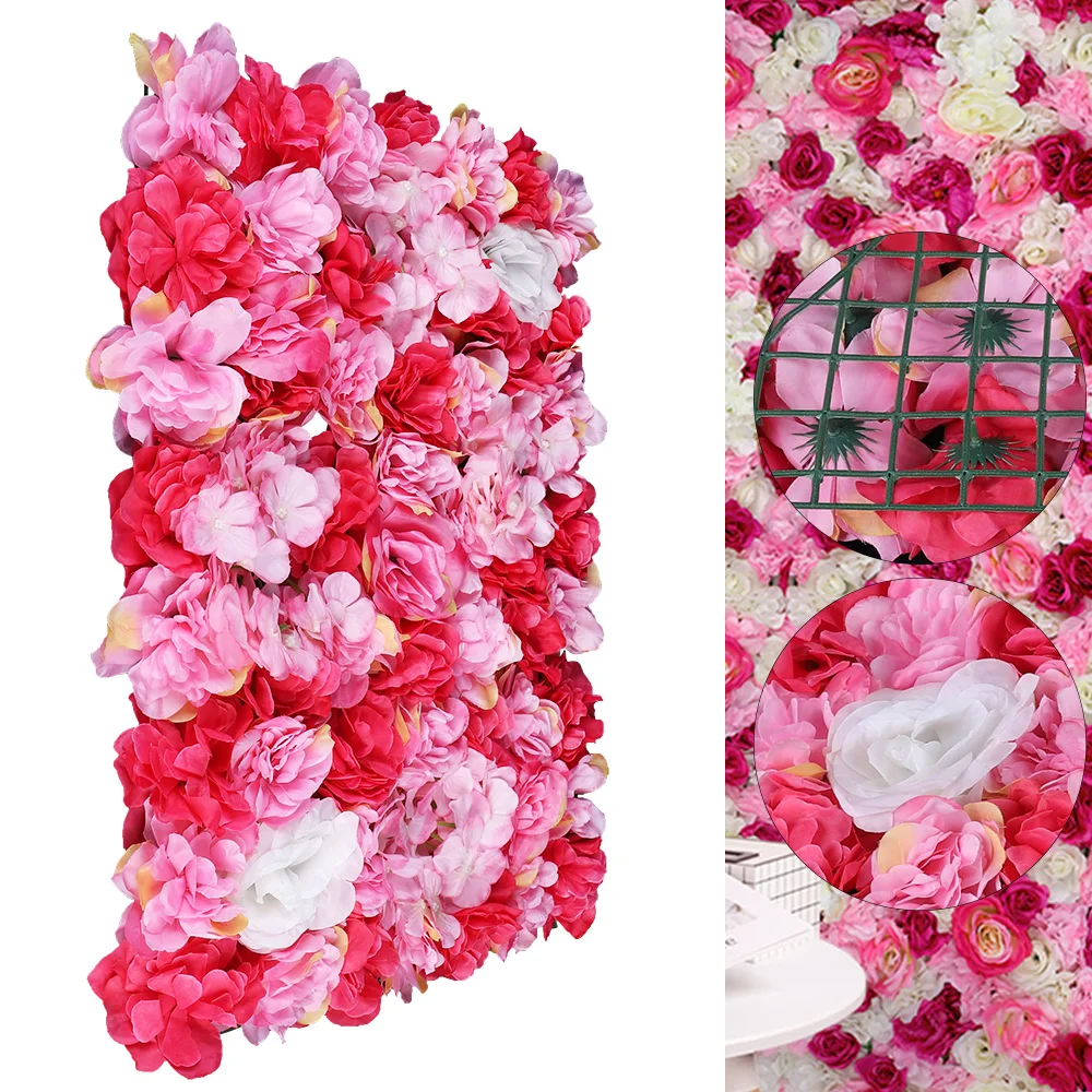 12 Pieces Artificial Flower Wall Flowers Wall Panel Silk Rose Mat for Home Party Wedding Backdrop