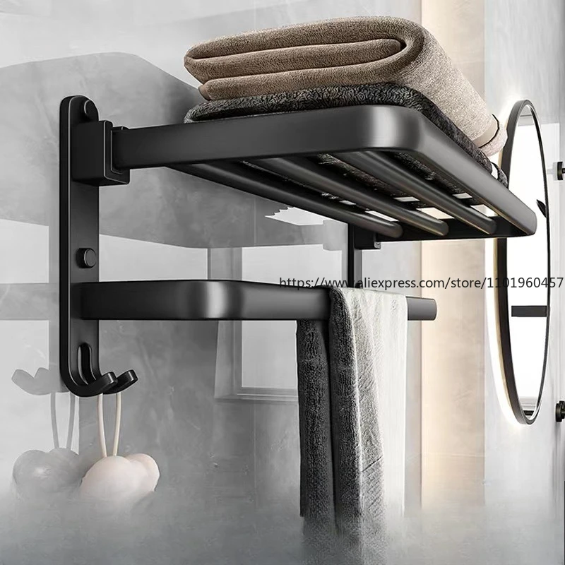 

Bathroom Rack No Punching Space Aluminum Towel Rack Toilet Toilet Storage Towel Rack Bathroom