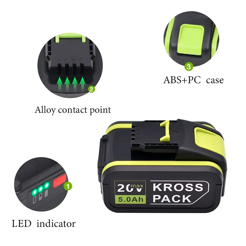 For Worx 20V 5000mAh Battery Li-ion Battery WA3553 WA3551 WA3551 WA3572 WA3553 WX390 WA3551 WX178 WU268 Drill Battery