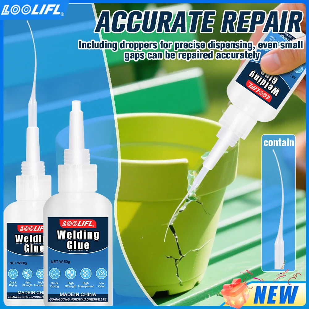 LOOLIFL 50/20g Pegamento Aceitoso Transparente Universal Superglue Mighty Pegamento Instantáneo Para Resina Plástico Cerámica Metal Vidrio Madera, Pegamento Ultra Rápido Para Reparaciones de Soldadura,Super Liquid Tool