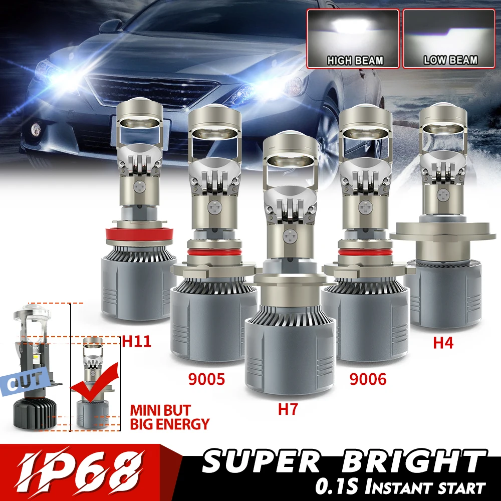 

40000LM H4 H7 BI Led Projector Lens H11 9005 HB3 9006 HB4 Car Headlight Bulb Canbus Lampada 6500K Mini Auto Fog Lamp 12V LHD RHD