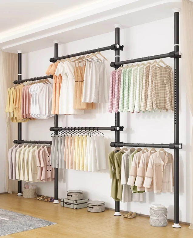 Clothes rack floor-to-floor bedroom hanging clothes rack telescopic clothes rod coat rack cooling clothes rack