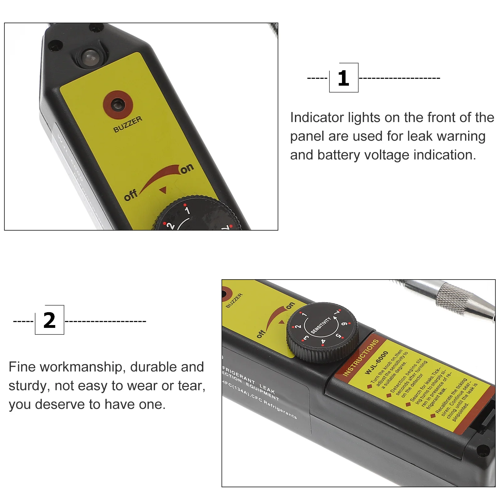 Adjustable Sensitivity Refrigerant Leak Gas Tool Auto Reset Durable Halogen Tester Hvac Voltage Indicator Low