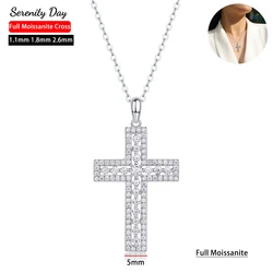Serenity All D Moissanite Cross Necklace For Women Gift S925 Sterling Silver Sparkling Jesus Pendant Necklace Plated 18K Jewelry