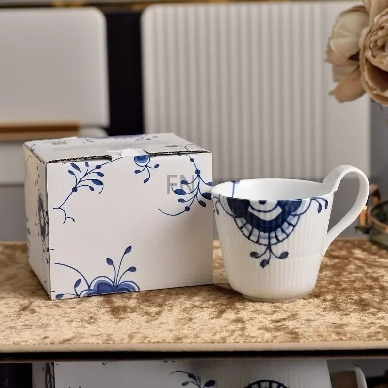 Nordic Royal Palm Floral Design Coffee Mug Tea Cup Saucer Set Porcelain Ceramic All Purpose Cup Teapot For Holiday Gift