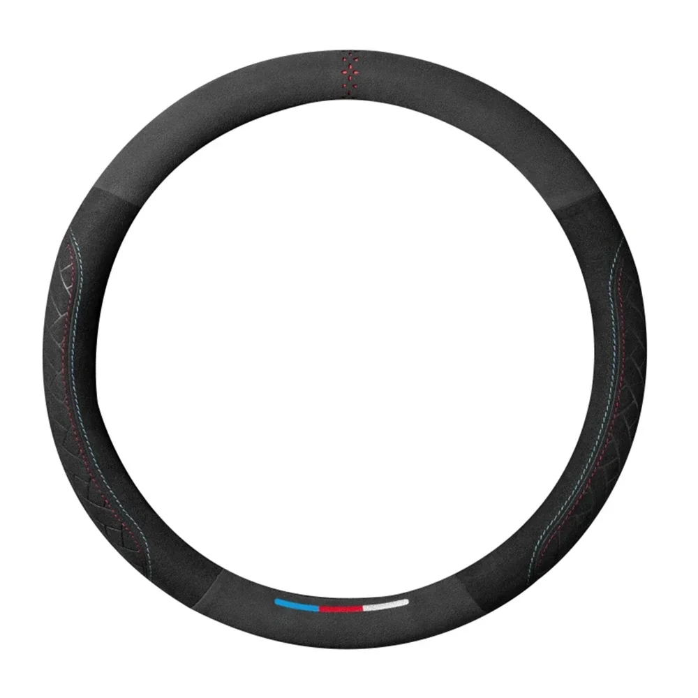 Car Steering Wheel Cover Suede Leather Wrap Breathable Anti Slip Universal 37-38cm Steering Covers Decoration Car Accessories