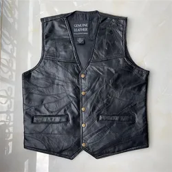 Punk Style Men Motorcycle Vest Sleeveless Leather Jacket Riding Biker V-neck Waistcoat Men's Clothing Spring Autumn Streetwear
