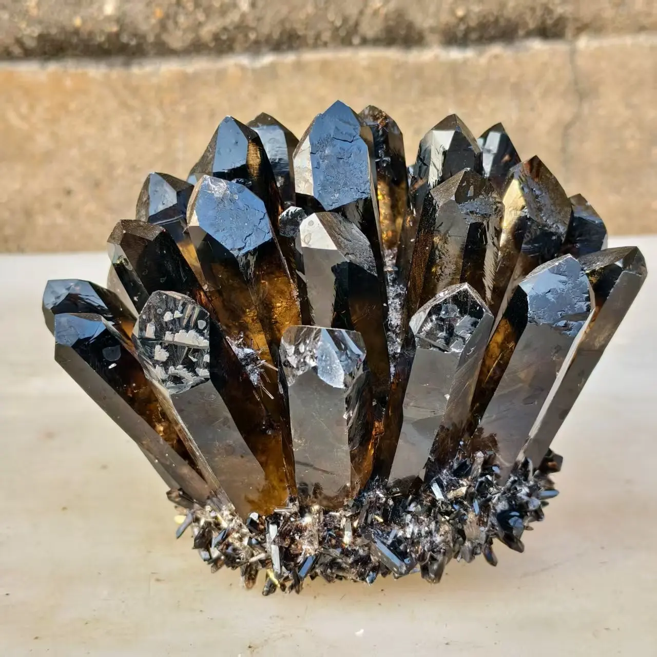 Newly Discovered Natural Tea Black Crystal Clusters, Tea Quartz Clusters, Mineral Healing