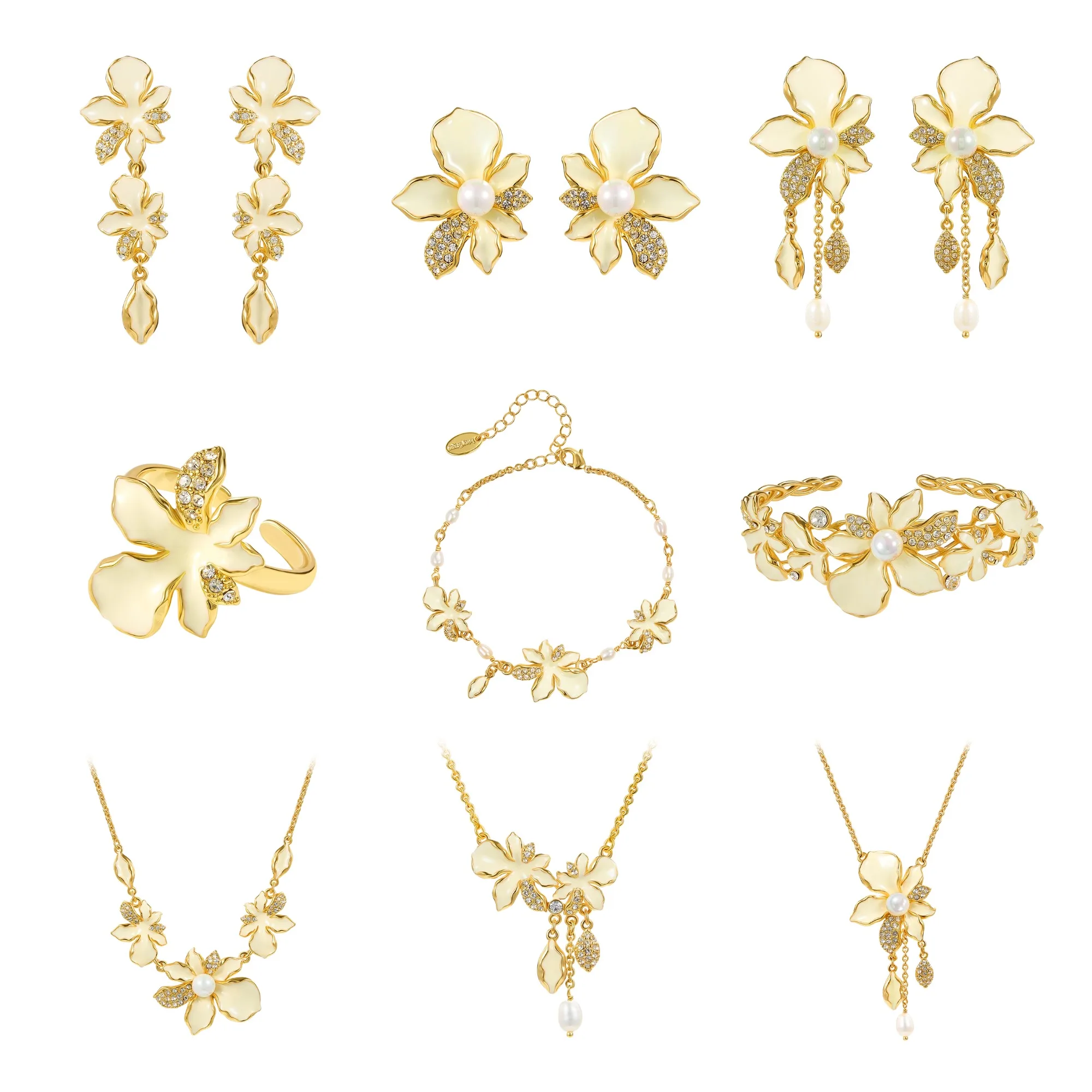 

Набор эмалевых украшений Juicy Grape White Magnolia для девочек - ожерелье, серьги, браслет, кольцо. Коллекция Elegance. Подарок.