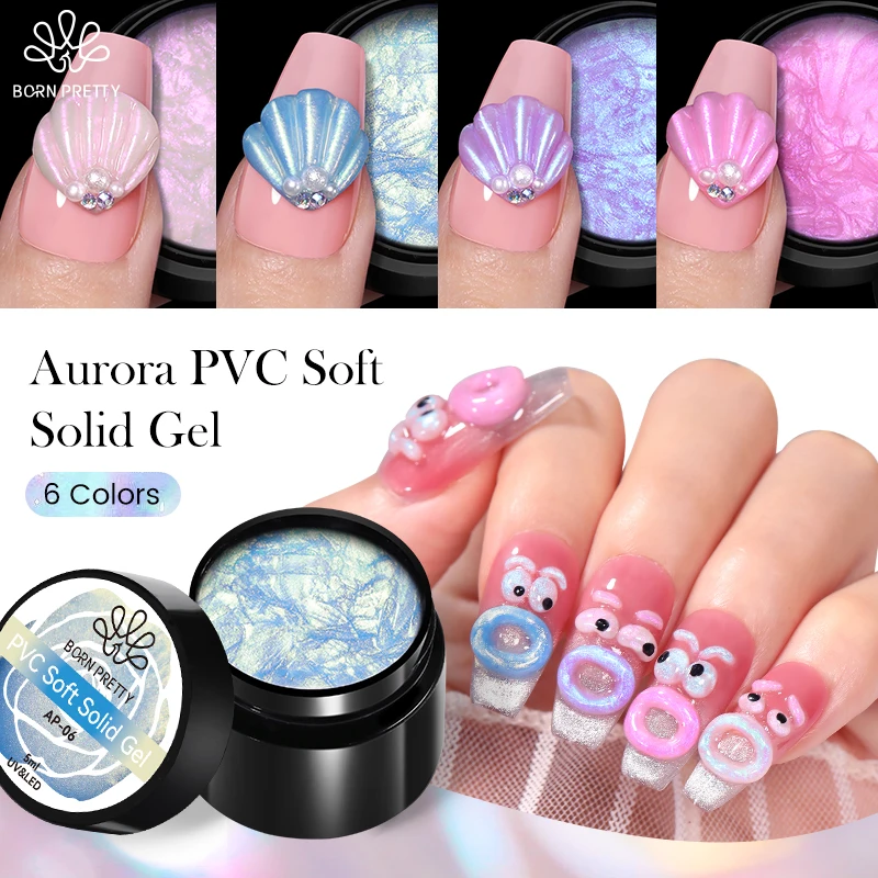 BORN PRETTY Carving Gel Aurora PVC Soft Solid Gel Nail Polish 5ml Semi Permanent Solid Nail Gel for DIY Nail Art At Home