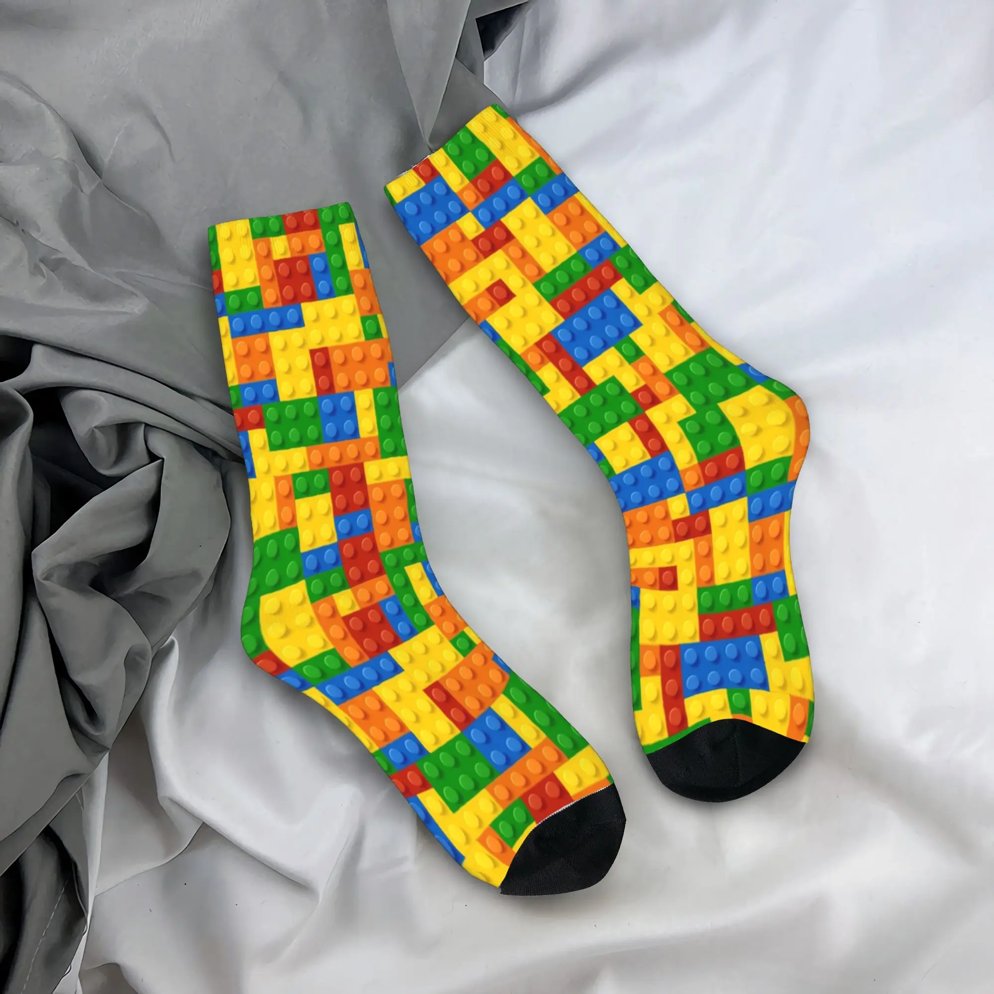 

Носки Happy Building Block, корейские чулки, женские и мужские средние мягкие спортивные носки на открытом воздухе, осенние противоскользящие носки с принтом