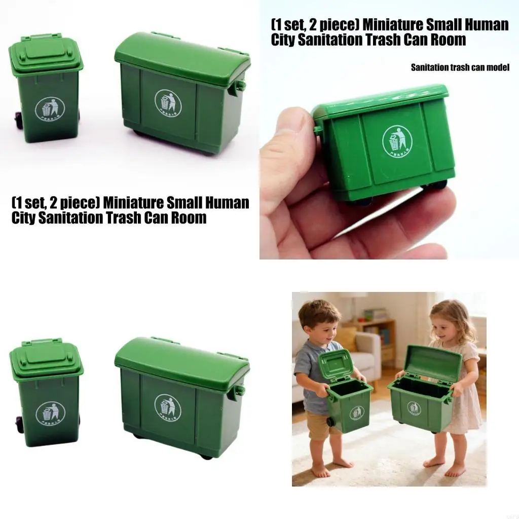 

2Pcs Miniature Waste Baskets Figurine 1/12 Doll House Arrangement Furniture Model