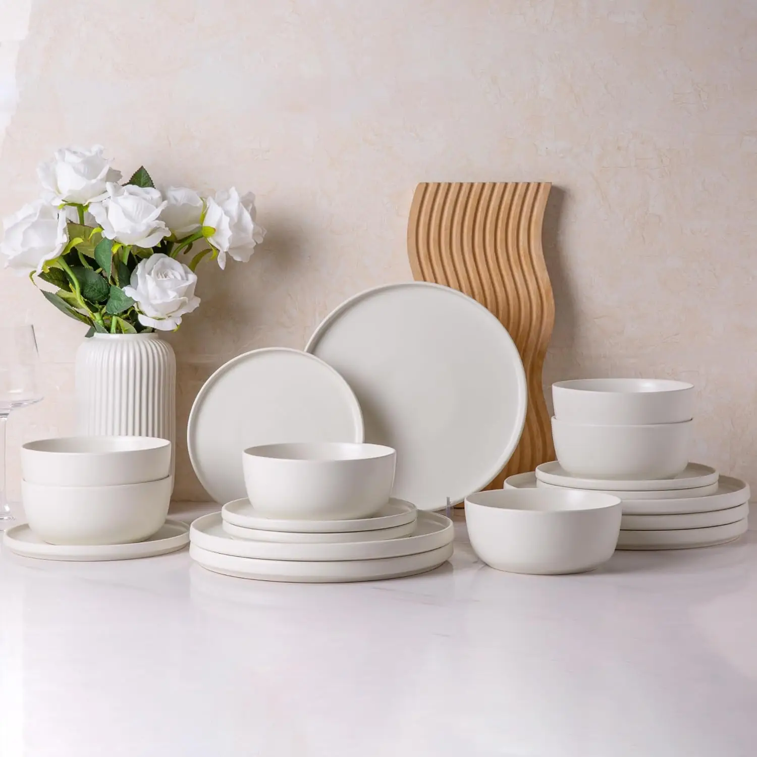 

Stoneware Dinnerware Sets for 6,Reactive Ceramic Plates and Bowls Set,Highly Chip and Crack Resistant | Dishwasher & Microwave S