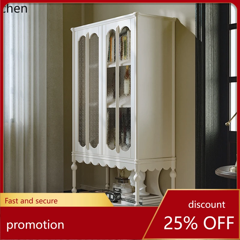 

HXL solid wood retro wine cabinet furniture medium antique storage high cabinet storage display cabinet