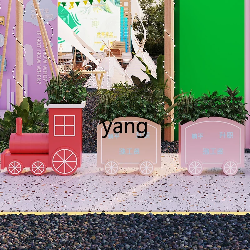 LTT outdoor creative flower box fence shopping mall store outer pendulum partition green plant box flower groove combination