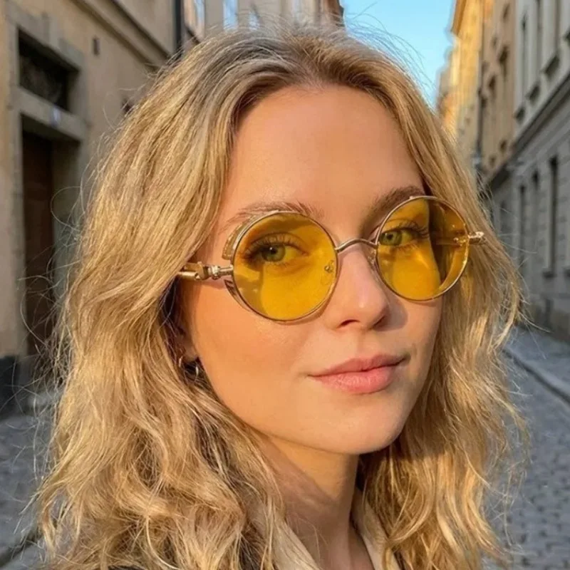 

Новые роскошные солнцезащитные очки в стиле стимпанк 2026 года для мужчин и женщин: готические, классические, винтажные, модные, с высококачественной металлической оправой, круглые