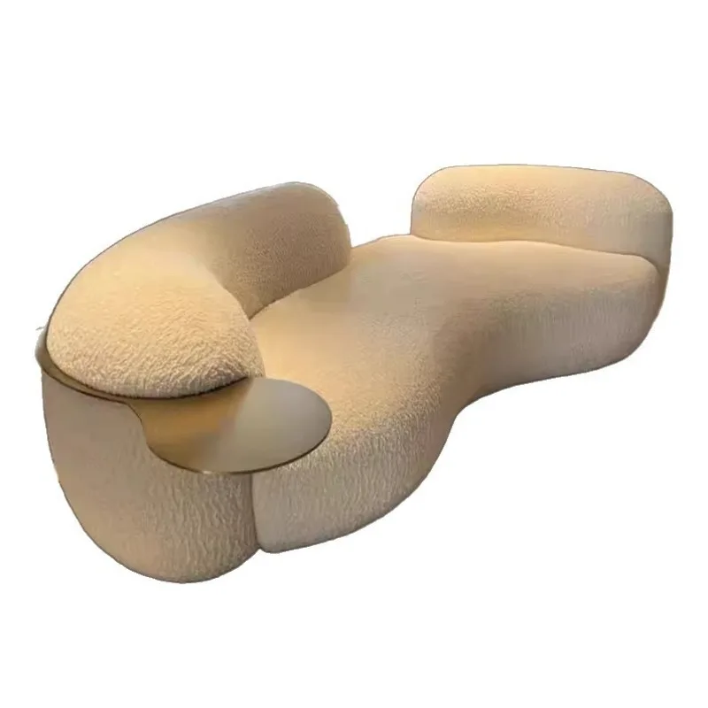 Cream Wind Creative Curved Fabric Sofa Italian Lamb Fleece Sofa