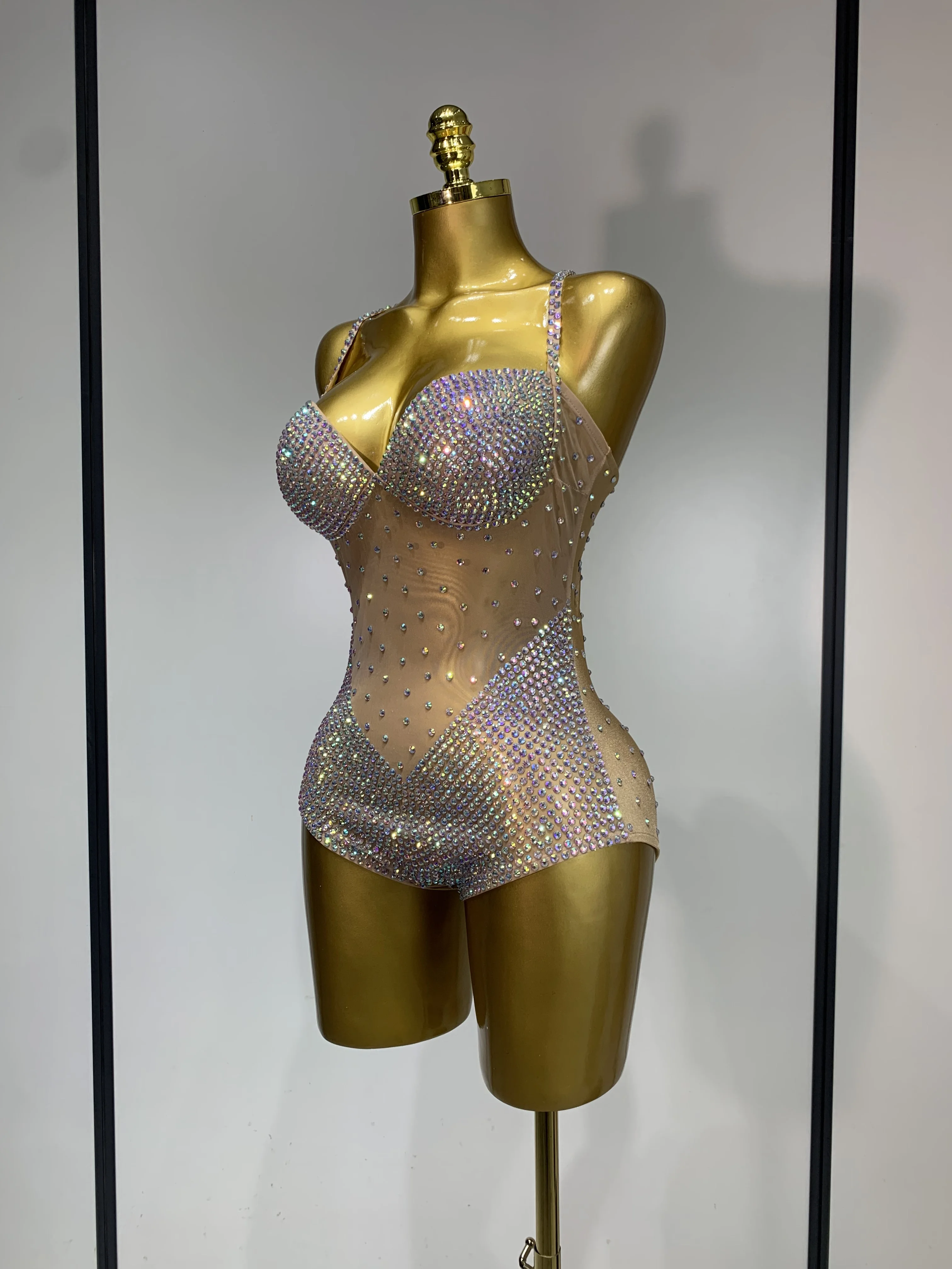 الراين أكمام مثير ارتداءها ملهى ليلي DJ القطب الرقص الماس يوتار لامعة جوجو راقصة مرحلة الأداء زي