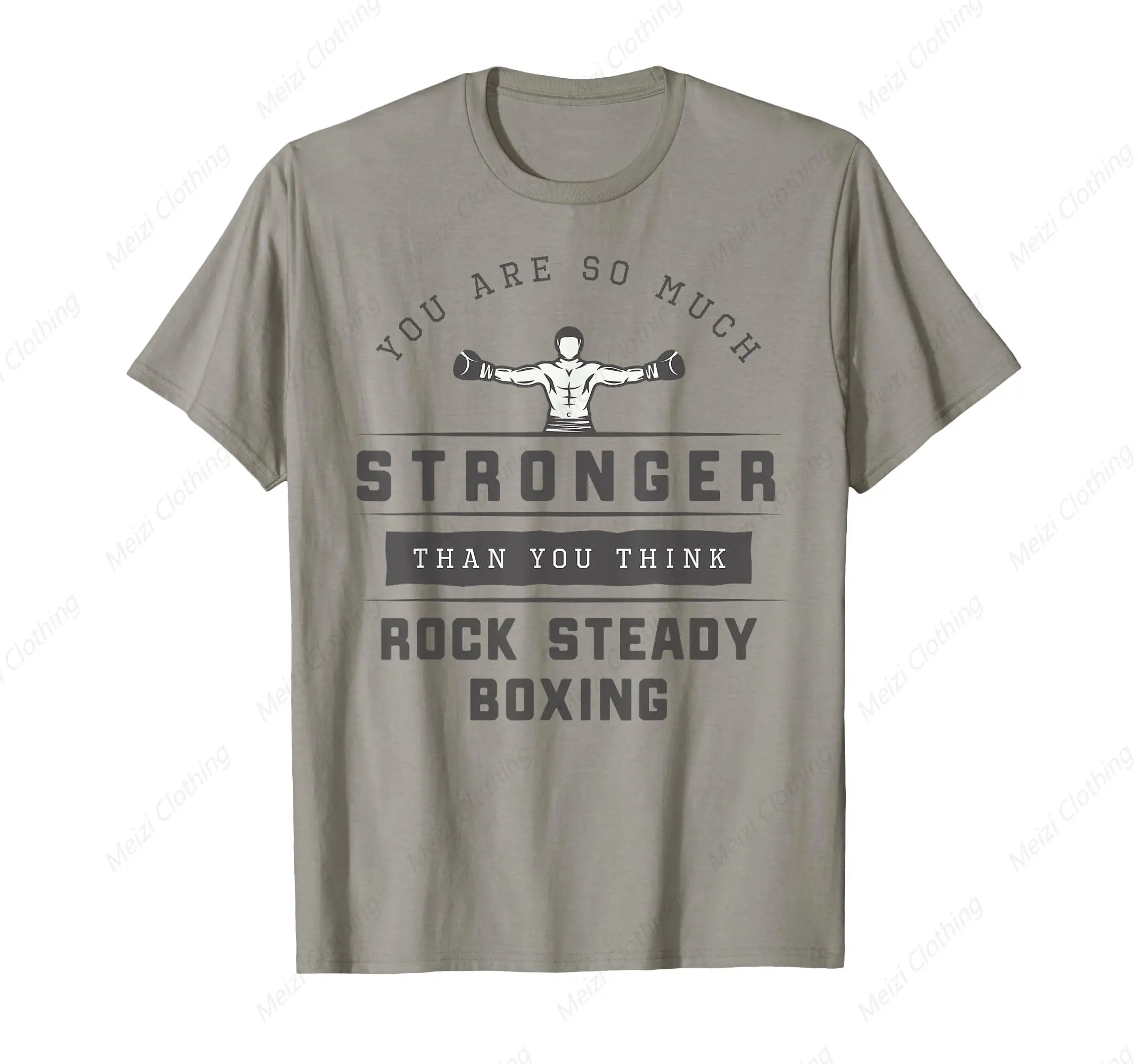 Rock, Steady Boxing Parkinson'S Disease You'Re Stronger T-shirt Fun Printed Gray Loose Fitting Shirt Pure Cotton Casual Cloth