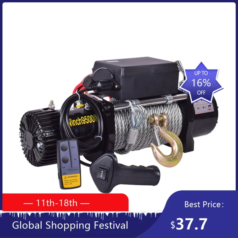 

1908 Useful Electric winch 12v car electric hoist off-road vehicle 24v self-help household small wire rope hoist 922