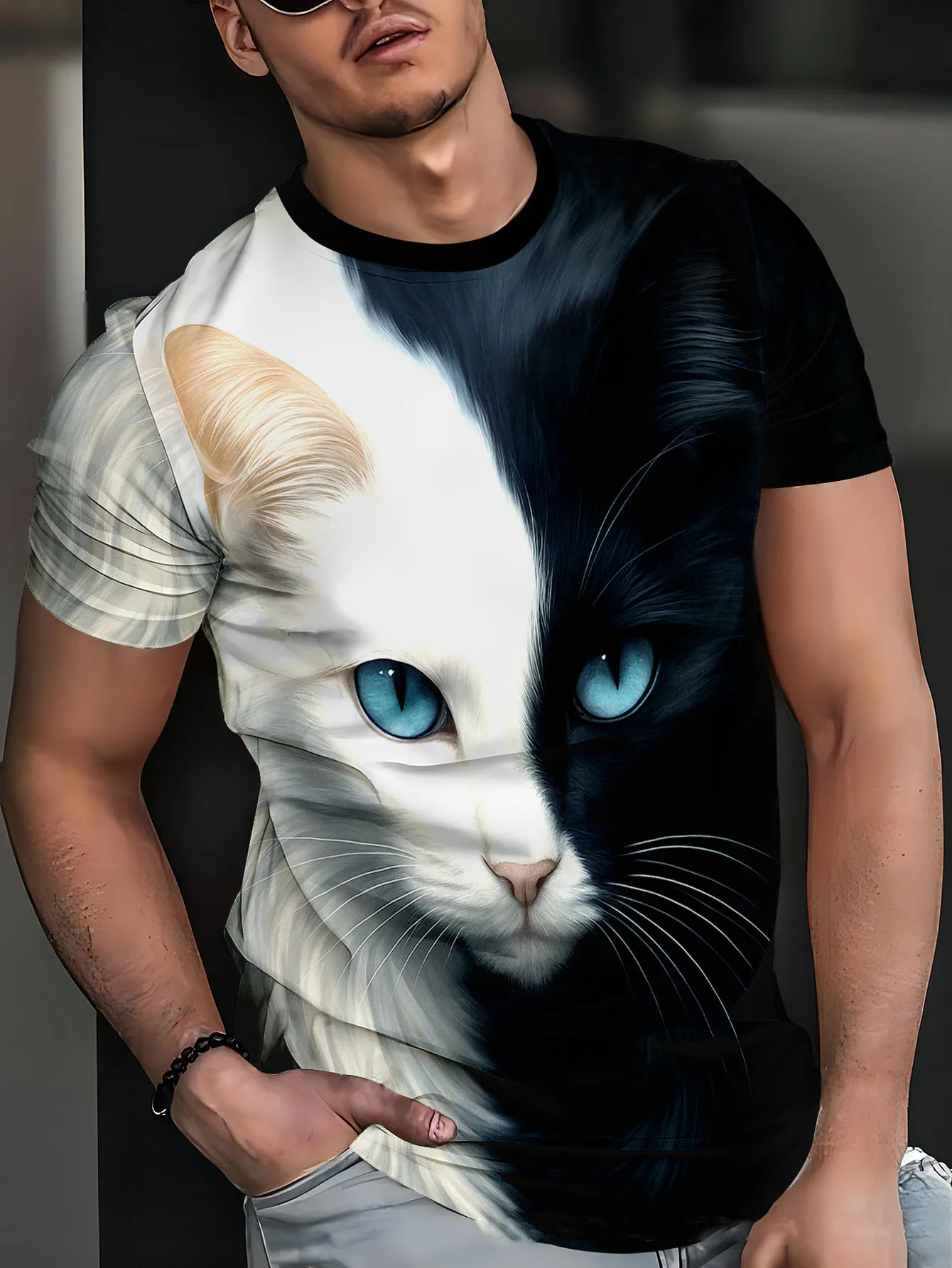 Summer Funny Cat T-Shirts Kitten 3D Print Men Women Casual Short Sleeve T Shirt Tops Y2K Harajuku Oversized Tees Men's Clothing