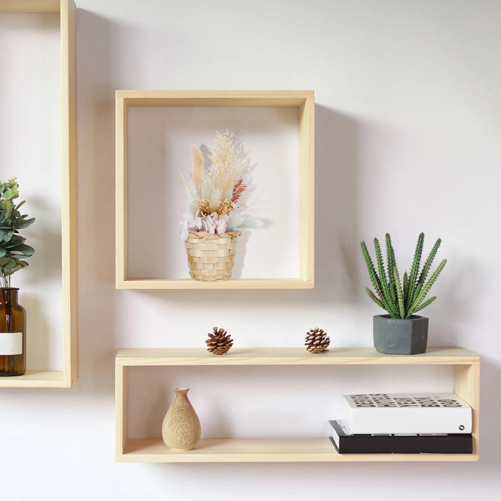 

4pcs Bamboo Wood Woven Baskets Small Storage Organizer Desktop Sundry Holder Fruit Candy Snack Basket Decorative Gift Mini