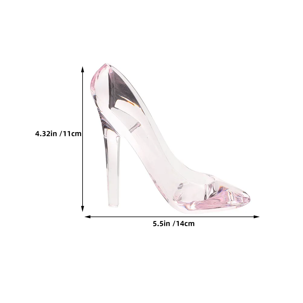 2Pcs Transparent High Heel Shoe Ornaments Clear Princess Design Wedding Home Decoration Birthday Party Table Accent