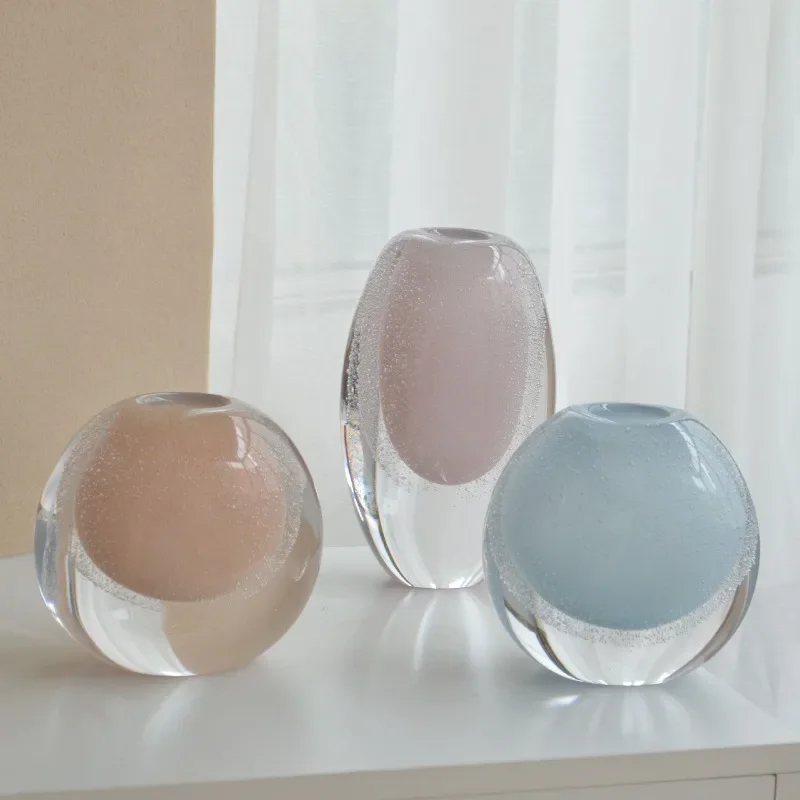 Modern simple glazed vase flower arrangement living room entrance model room dining table hotel light luxury craft decoration